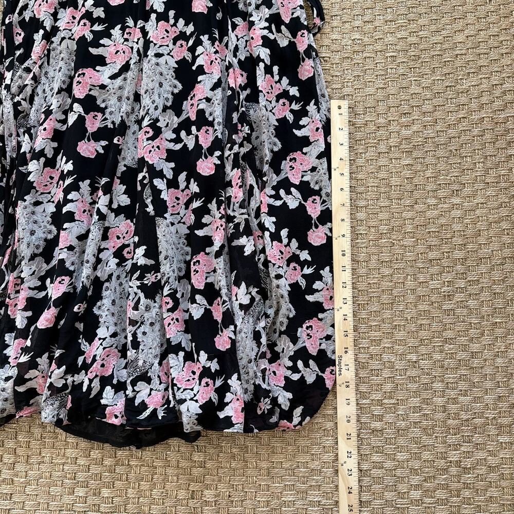 Monsoon Black Chiffon Silver Thread Peacock Floral Maxi Dress Boho Size 12 - Picture 12 of 13